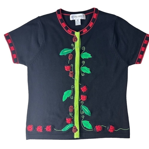 Victoria Harbour Vintage Beaded Lady Bug Sweater. Size Medium - Picture 3 of 8